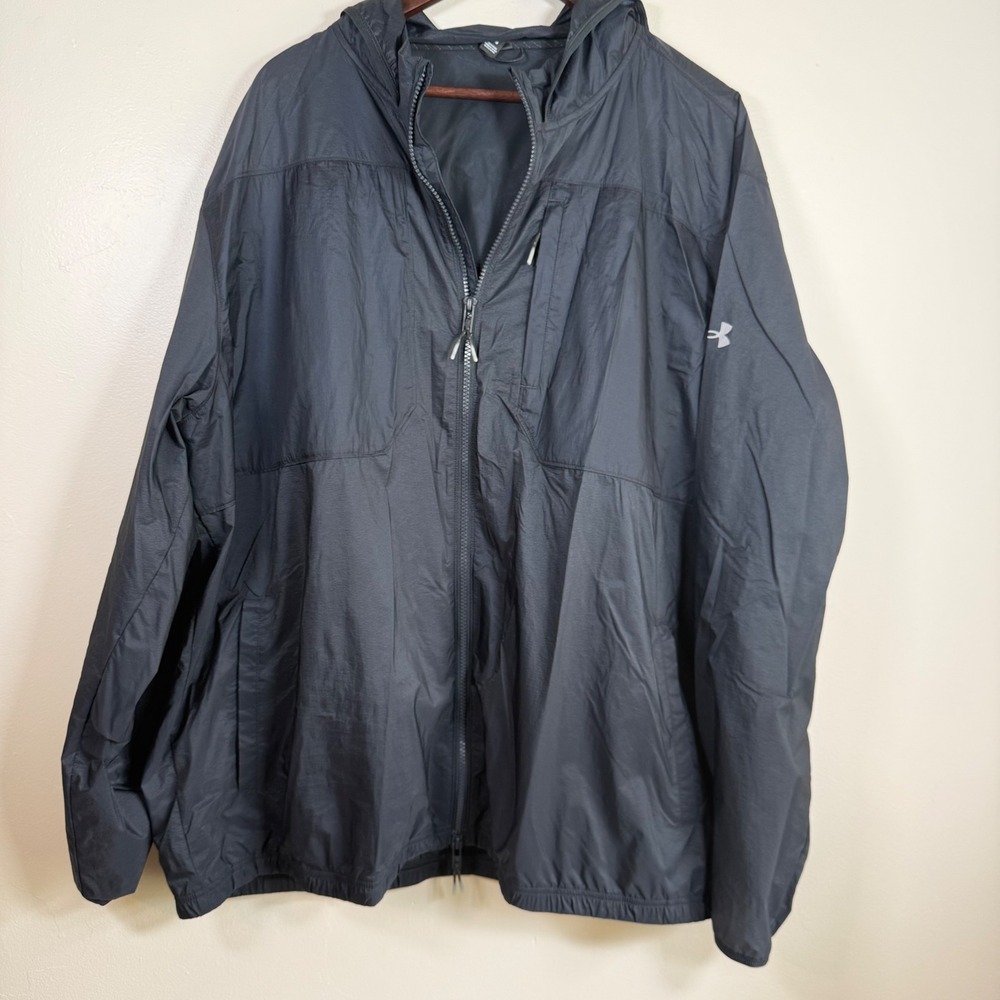 Under Armour Trail Series Hooded Vented Windbreaker Jacket Size 3XL Black